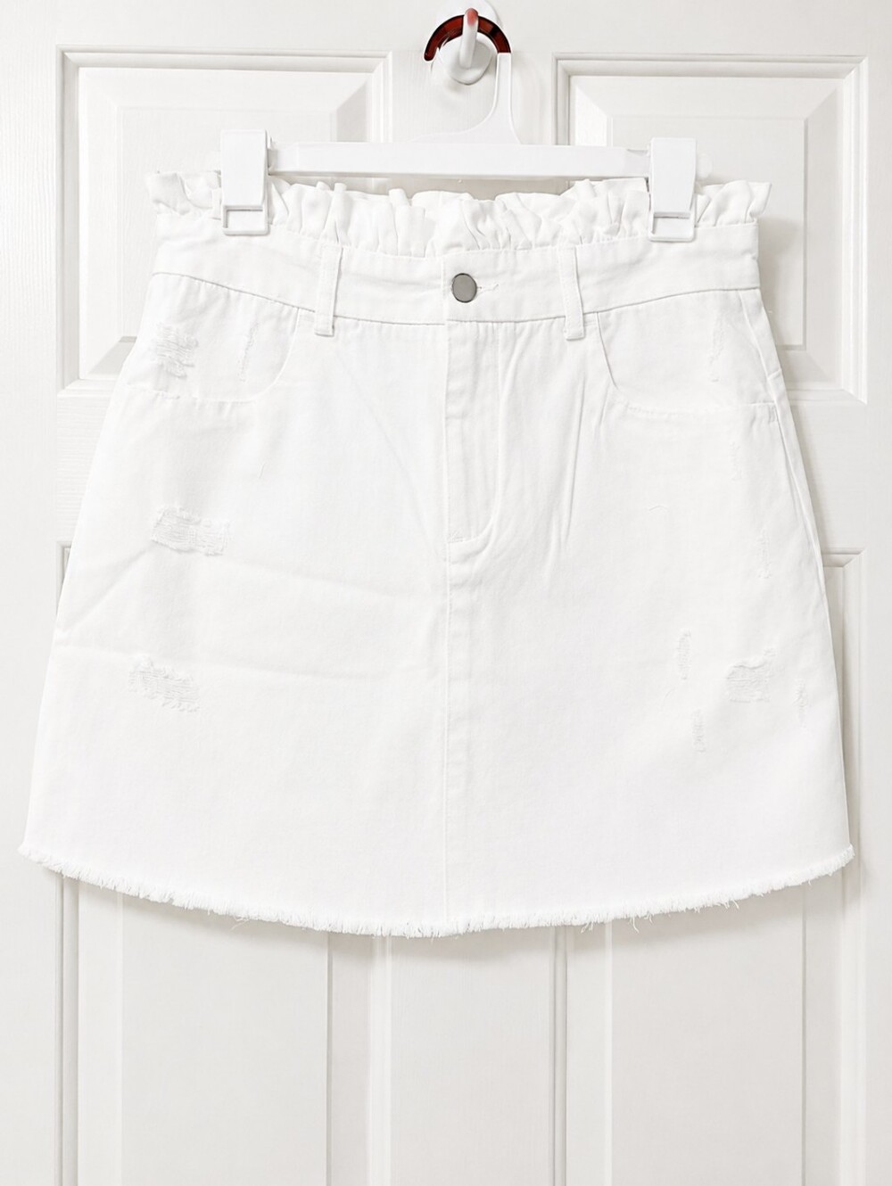Hayden Los Angeles White Denim Mini Skirt Size Large NWT